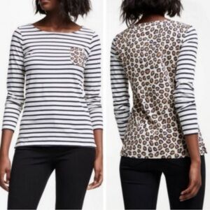 Striped and Leopard Print Women's Top